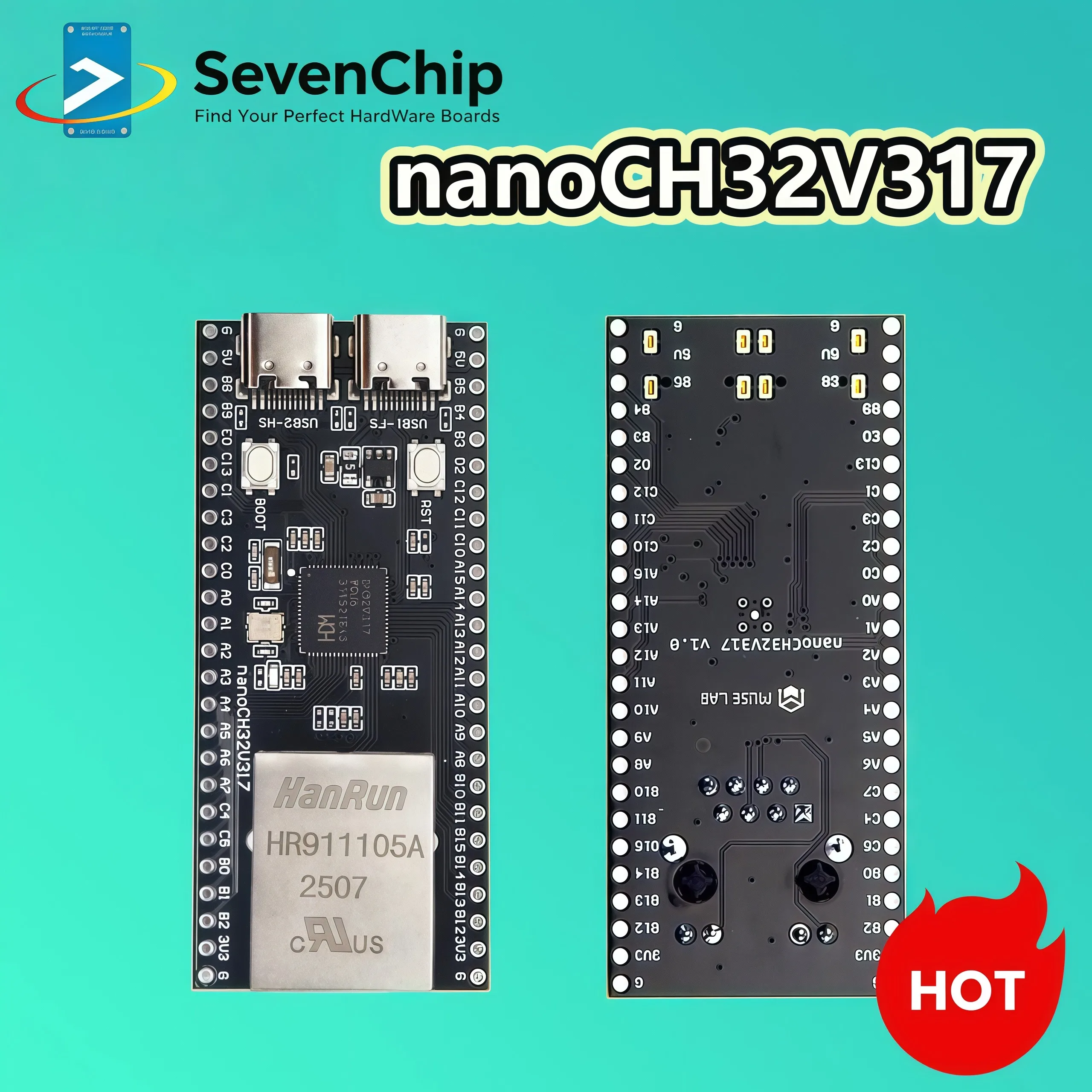 NanoCH32V317 Open Source WCH RISC-V Dual TYPE-C Interface USB 2.0 High Speed