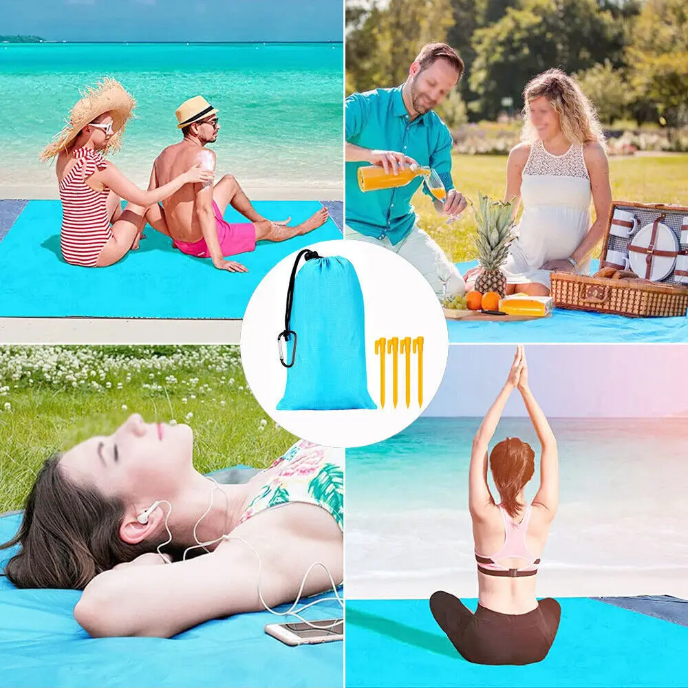 2x2.1m Outdoor Camping Mat Folding Waterproof Pocket Beach Blanket Mattress Portable Lightweight Mat Picnic Mat Sand Beach Mat