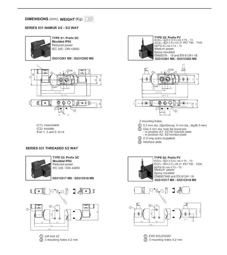 Magnetventil ASCO Askoll Type Plate Solenoid Valve Two-position Five-way Directional Valve G531c001ms G531002ms Weitere Ventile — Detail 2