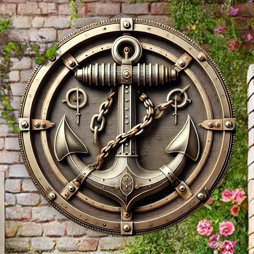 

8in 2D Wooden Pirate Ship round Plaque Maritime Theme Home Decor Pendant Nautical Workers Ideal Ship Decoration Gifts