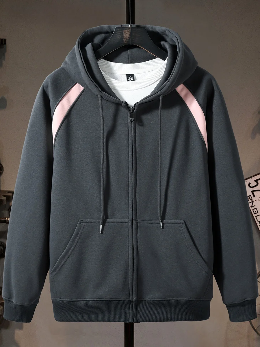 

High-Quali Outdoor Hoodie Jaet for Men Casual Spor Zipper Open Cardigan Long Sve Cotton Polyester Blend Thiened