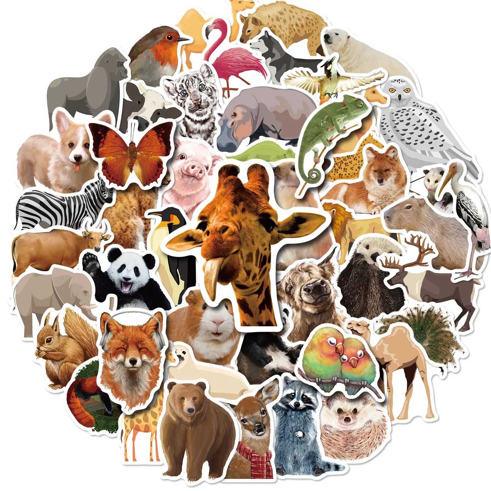 50 Zoo Series Stickers Happy Amusement Park Children's Games Toy Stickers