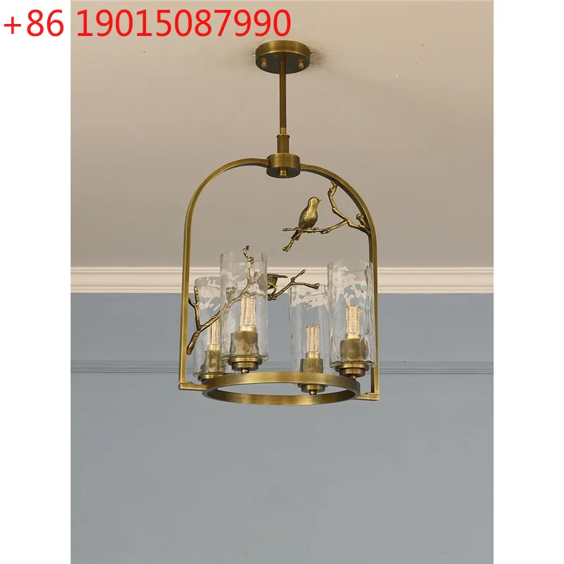 

Vintage living room light, creative designer, dining room, study, living room, bird full copper chandelier