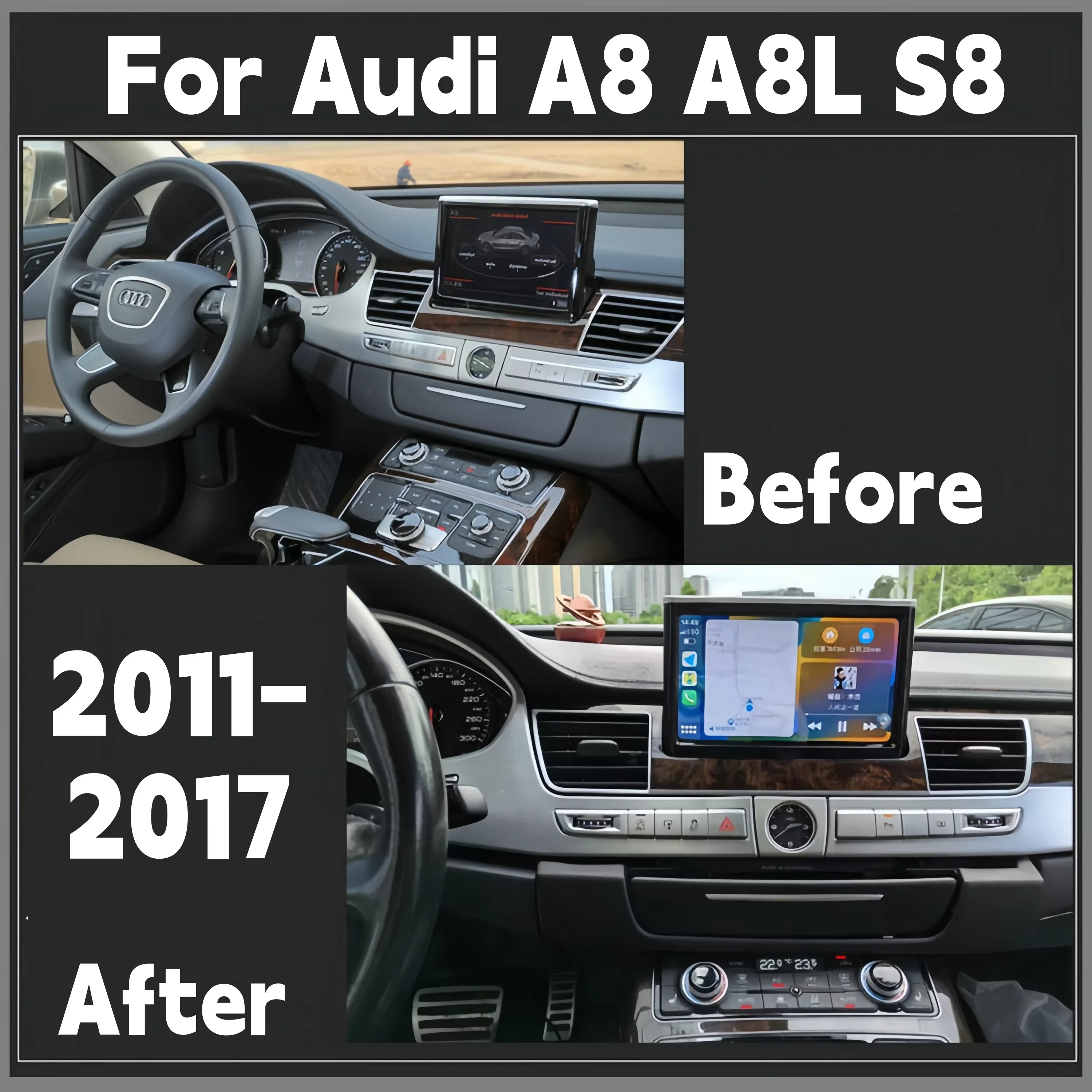 8inch Android 13 Radio Player For Audi A8 D4 2011-2017 Carplay Car GPS Navigation Auto Stereo Multimedia 4G SIM Satnav Head unit