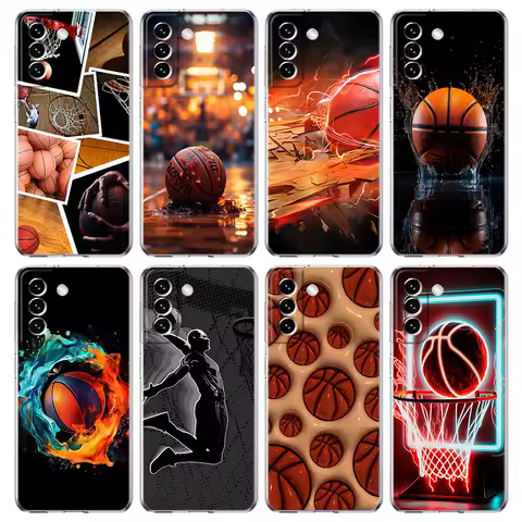 Cool Basketball Transparent Cover for Samsung Galaxy S24 S23 S22 S20 S21 FE Ultra S24 S23 S10 S9 Plus 5G Soft TPU Phone Case Bag
