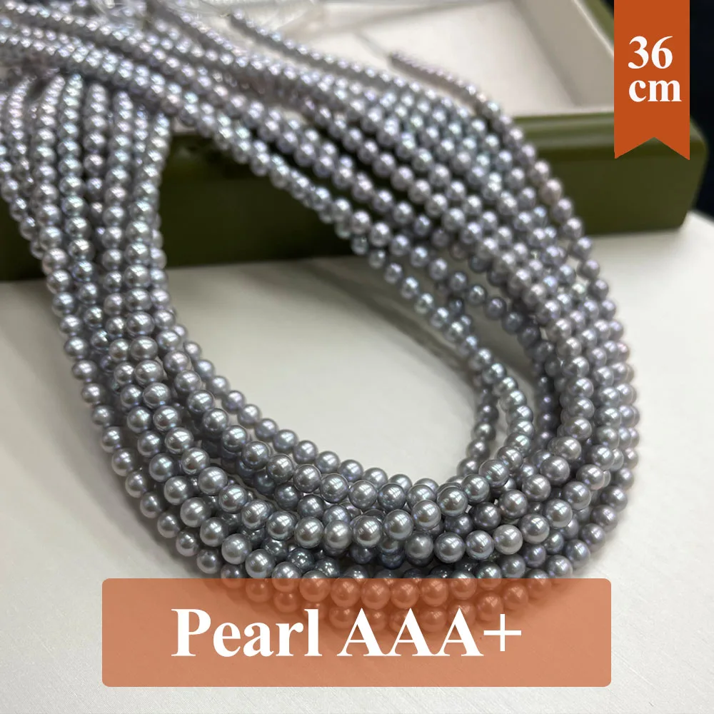 

Gloss 100% Natural Freshwater Gray Pearls Bead 4-5mm Round Pearl Loose Spacer Beaded for Making DIY Jewelry Necklace Bracelet