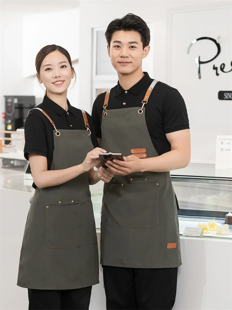 Professional Men Women Work Apron Waterproof Kitchen Cafes Nail Beauty Hair Cutting Salon Uniform Grill Garden Waiter Bib Custom