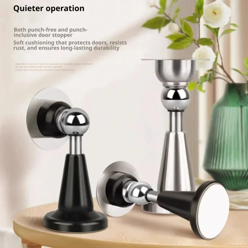 Bathroom Safety Door Holder, No-Drill Anti-Collision Wind-Resistant Hydraulic Buffer Floor Wedge Stopper for Home Security