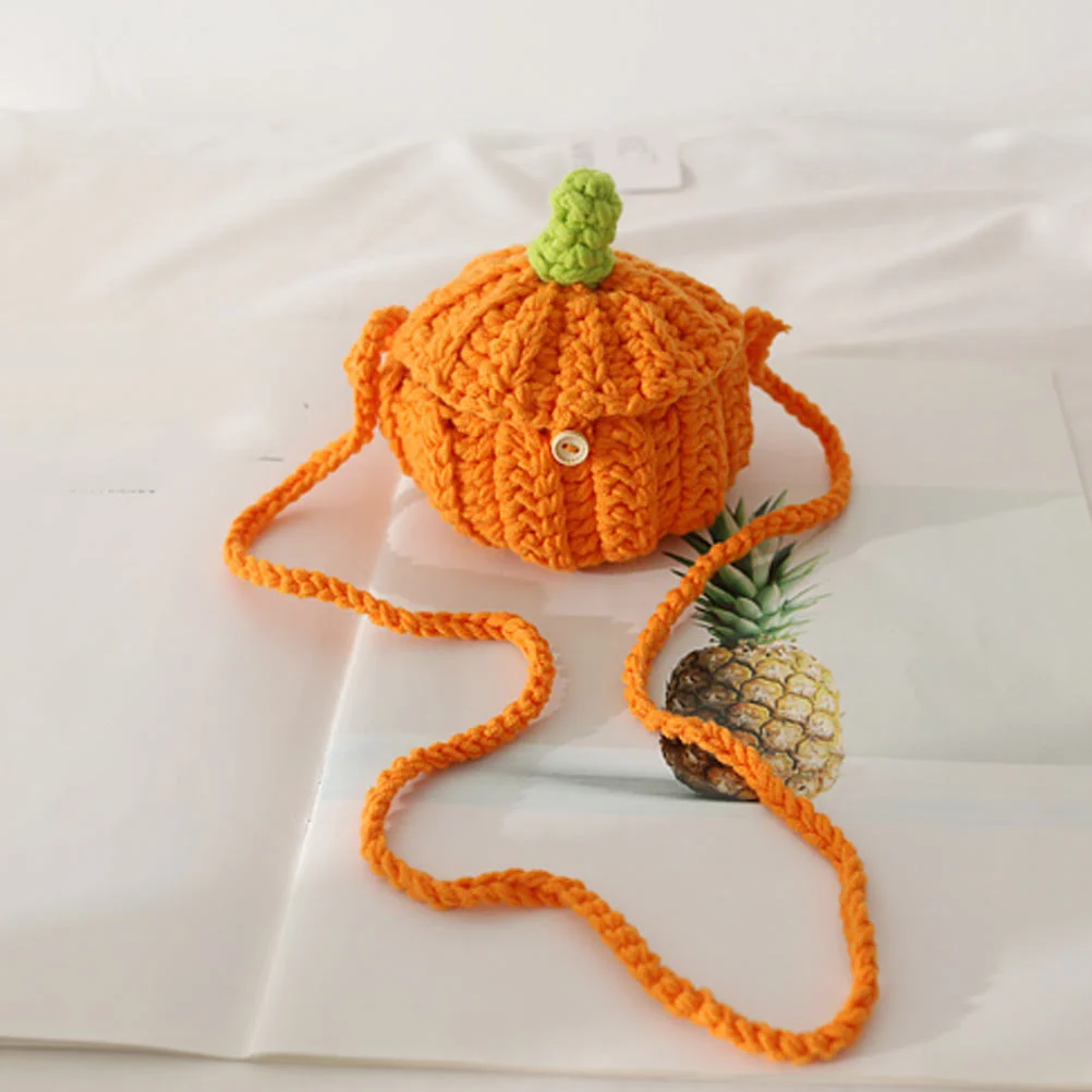 Candy Bags Knitted Small Container Pouch Finished Product Storage Orange Mini Cross Body Child