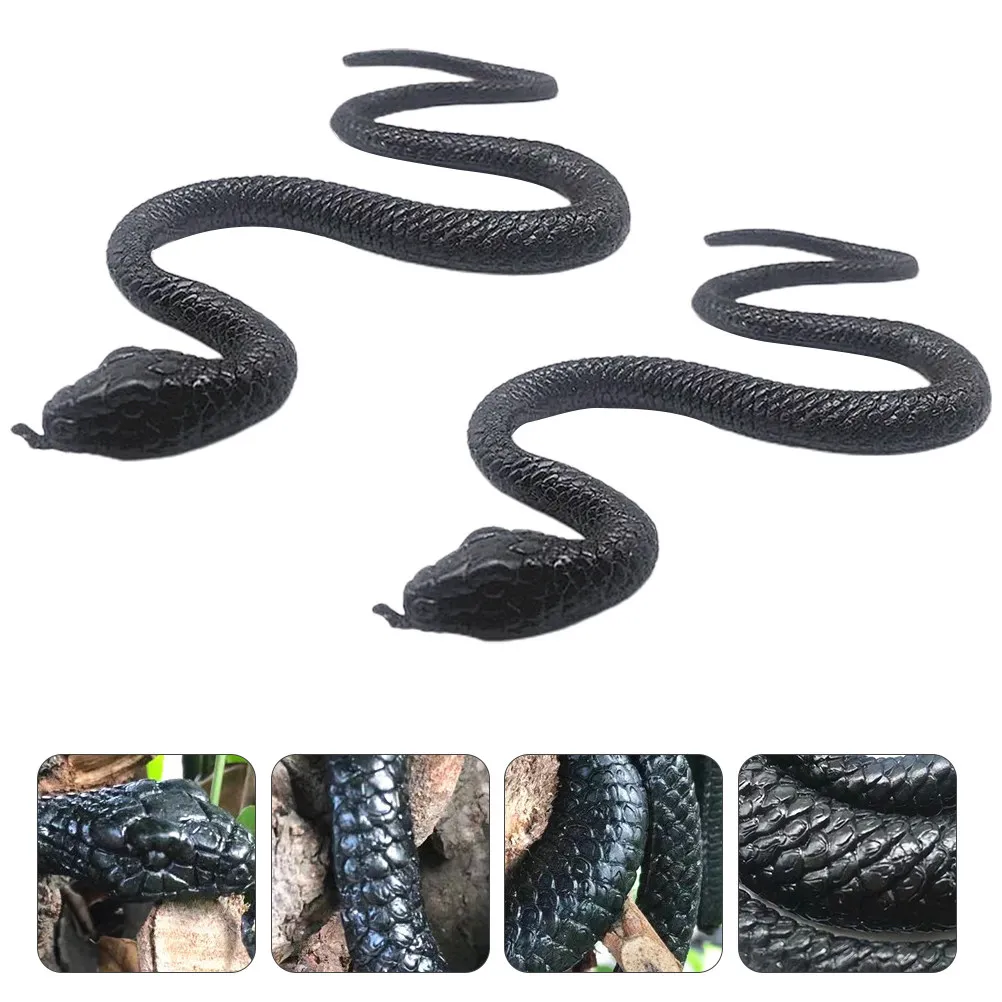 

2Pcs Premium Tpr Black Snake Models Elastic Lifelike Fake Snakes for Halloween Party Tricks Early Learning Decorations Tabletop