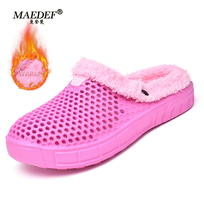 

MAEDEF Men Slippers Indoor Outside Couples Winter Warm Fluffy Slipper Clogs for Men Anti Slip Plush Men Women Shoes Size 36-47