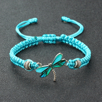 Bohemia Hand Weave Bracelets For Women Men Blue Dragonfly Pendant Bracelets Friendship Couples Bangles Female Boho Jewelry Gifts