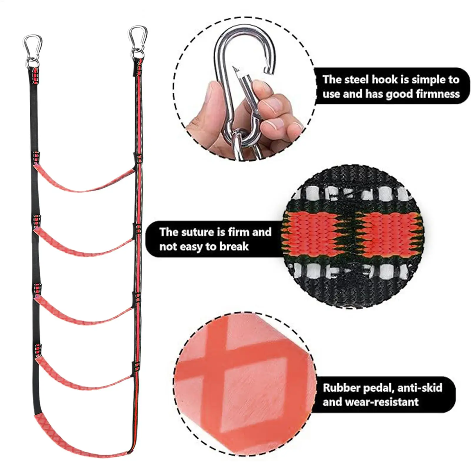 Scala di corda da imbarco Scala da arrampicata laterale per kayak a 5 gradini Antiscivolo per carichi pesanti Assist per arrampicata Accessori per kayak a sgancio rapido per