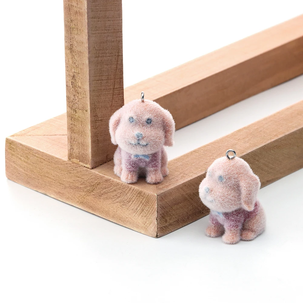 20PCS Resin Flocking yellow Dog Charms Plush Animal Doll Pendant for Necklace Keychain Making DIY Jewelry Accessories Wholesale