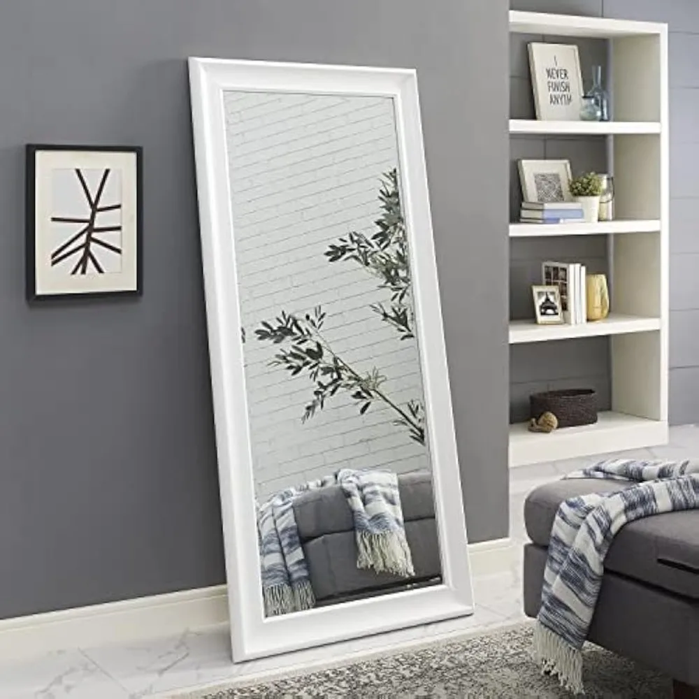 White Mirror Full Length Wall Mirror Full Body Mirror Large Standing WORKS AS FREESTANDING OR WALL MOUNTED Classic/White