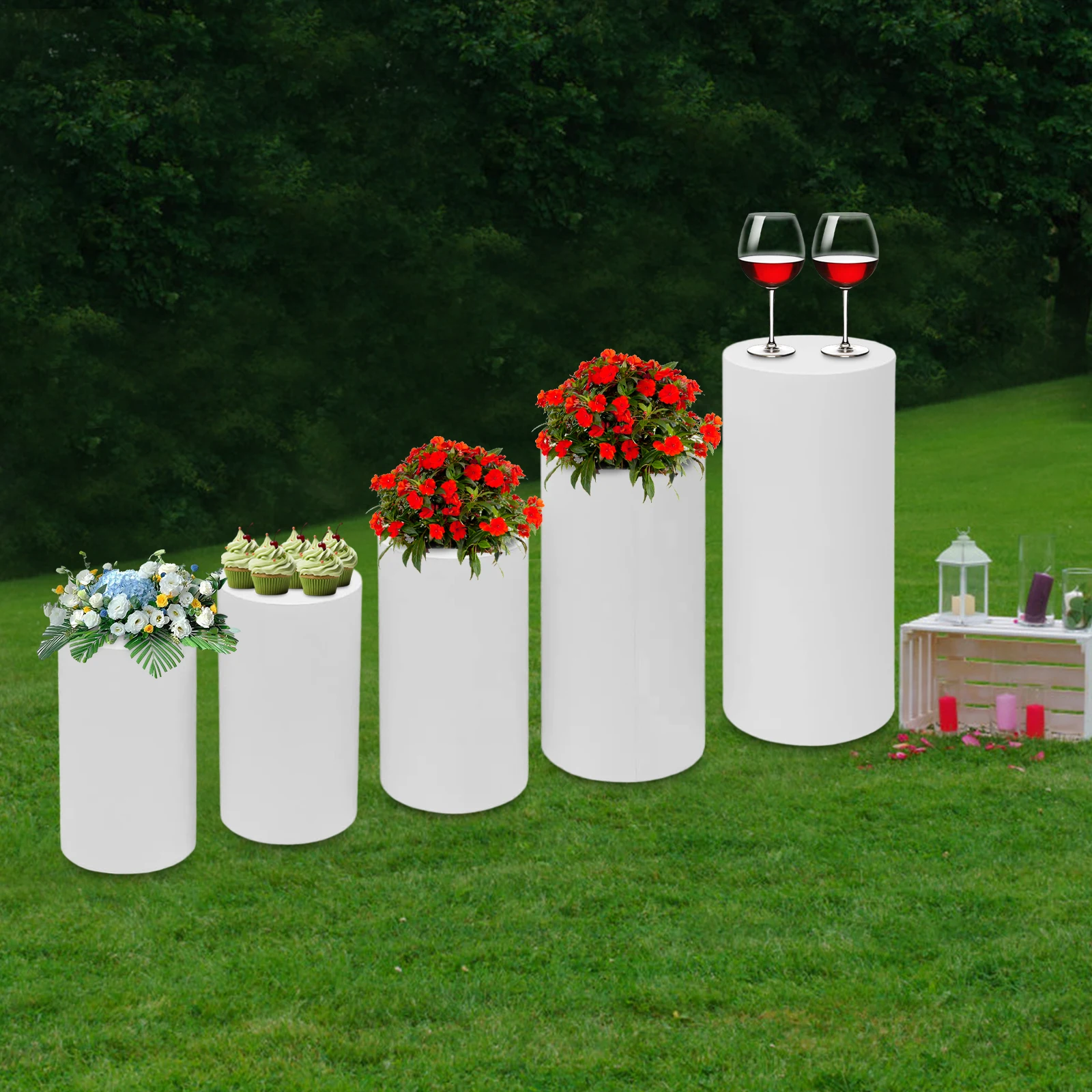 5 قطعة حوامل عرض الحلوى الأسطوانية ، حفل زفاف كعكة حامل مجموعة كعكة عرض اسطوانة ، حامل عرض دائري للزينة #3