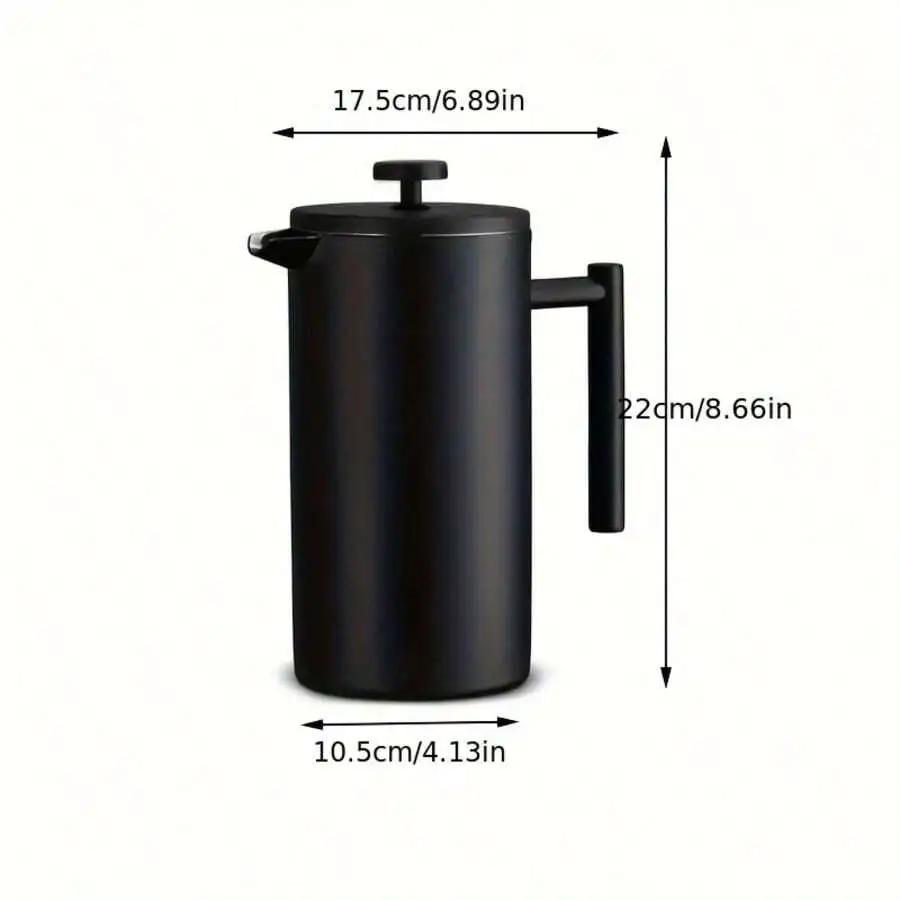 1000ML Large Capacity Black Double-Layer 304 Stainless Steel French Press, Manual Espresso And Cold Brew Coffee Maker, Modern Co