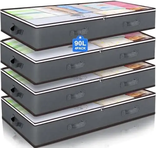 

Budding Joy 90L Foldable Under Bed Storage Bags - Grey