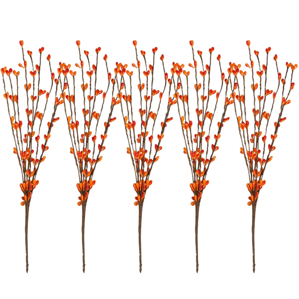 

5Pcs Artificial Branches Christmas Decorations Fake Red Stems Sprays Home Decor Fake Berry Stem Thanksgiving Xmas