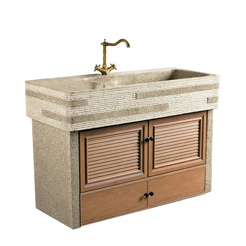 Laundry pool Outdoor courtyard Integrated basin with washboard Marble laundry basin