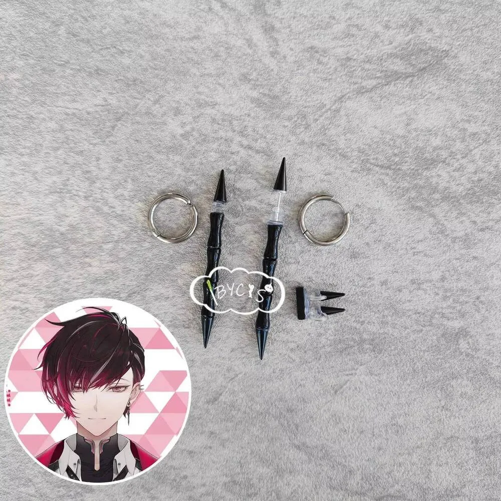 

NIJISANJI Vtuber XSOLEIL Ver Vermillion Cos Earring Ear Clip Cosplay Halloween Costume Anime Prop Jewelry Accessories