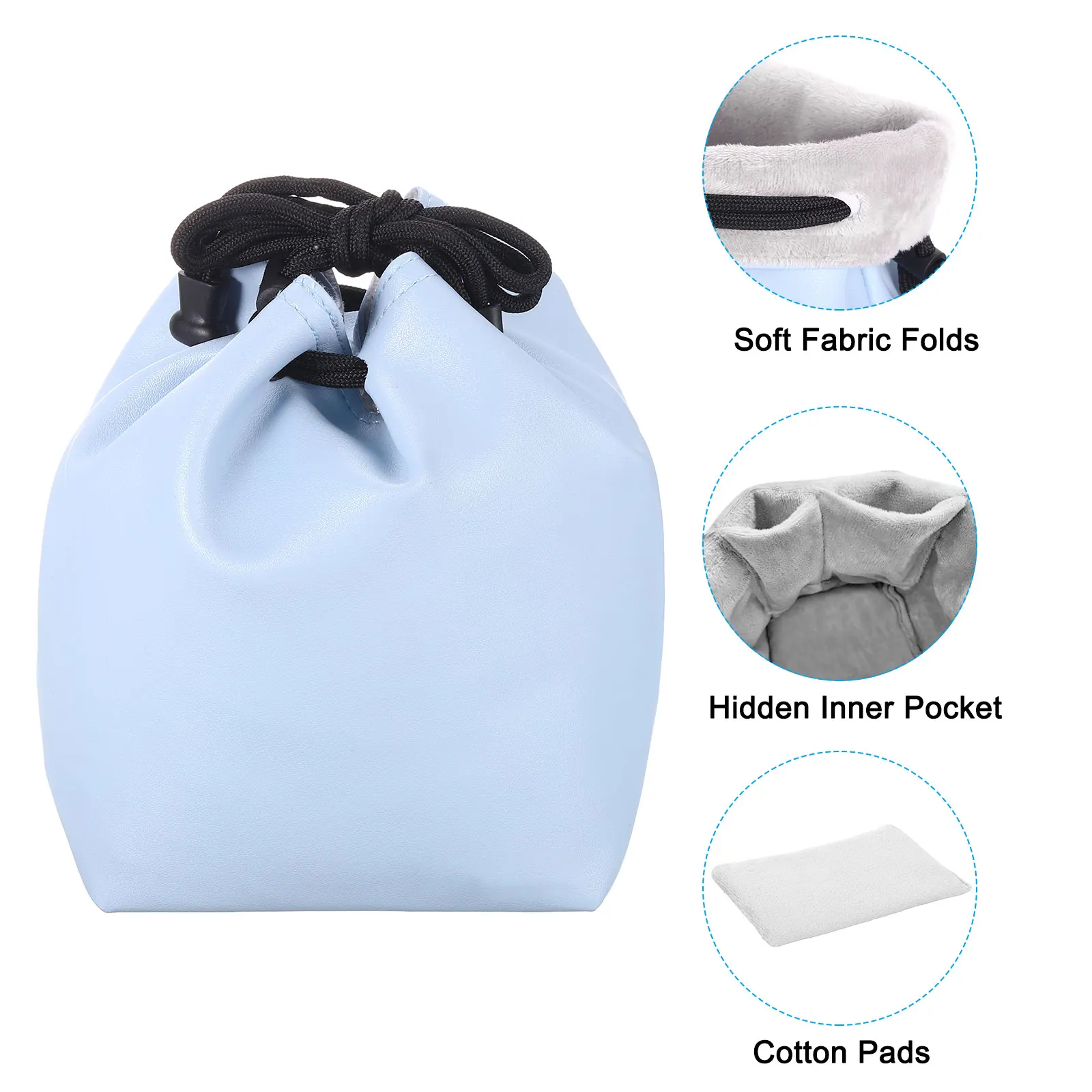 لينة الرباط عدسة حالة عدسة كيس مزموم مع وسادة قطن 3.94 "x 3.94" سميكة الصوف القماش عدسة الكاميرا حقيبة ل SLR كاميرا كوب ماء