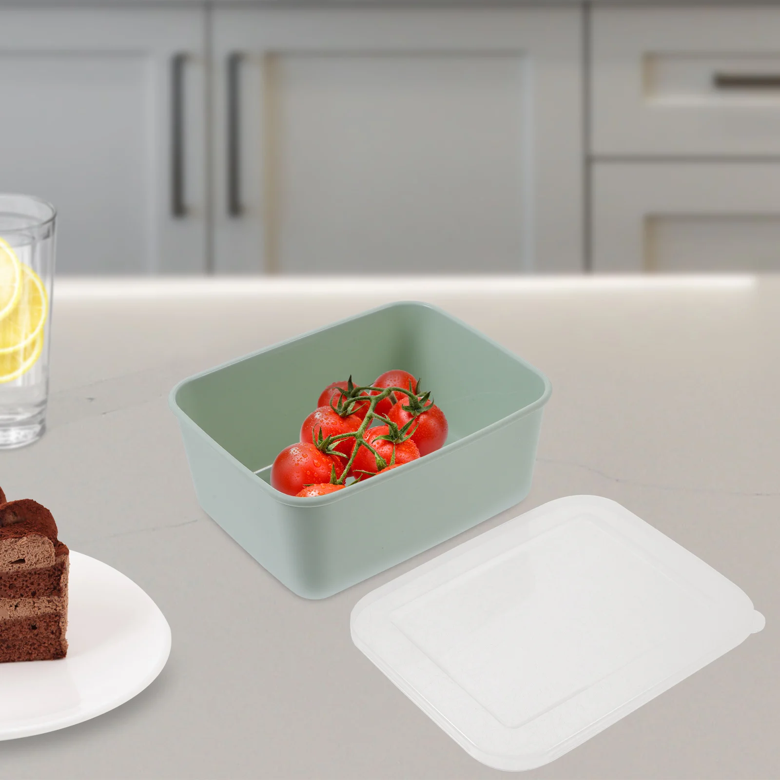 

4 Pieces Fruit Containers For Fridge Keep Fresh Organizers White Airtight Food Containers Stackable Freezer Boxes for Kitchen