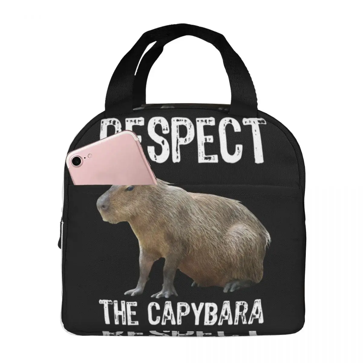 Respect The Capybara Funny Rodent Capibara Thermal Insulated Lunch Bags Women Portable Lunch Container Multifunction Food Box