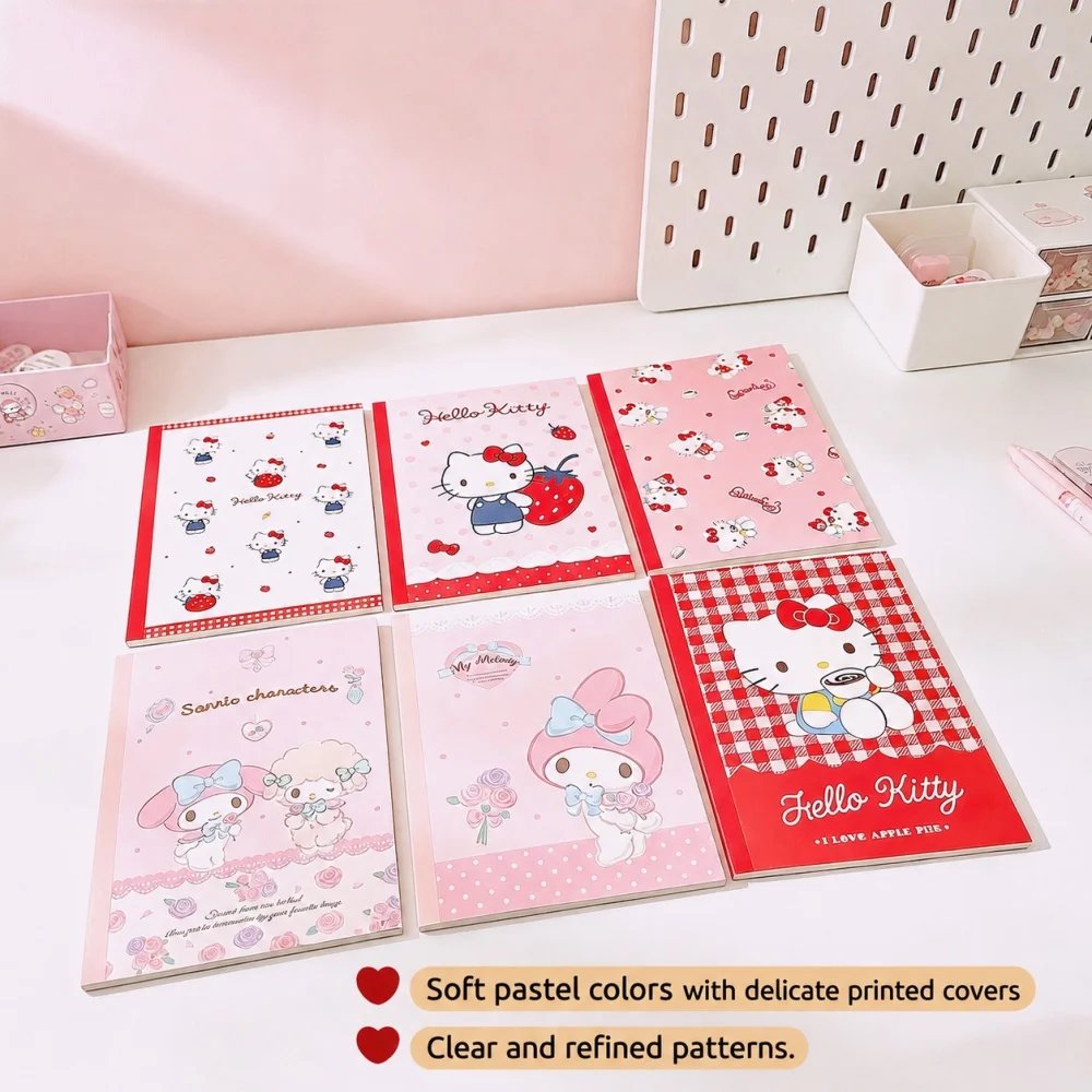 Genuine Sanrio Hello Kitty A5 Notebook Cute Journal Diary Planner Perfect Bound Writing Book Stationery for Study Office Notes