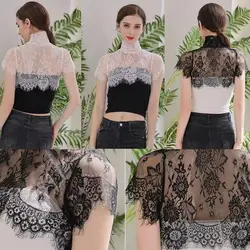 Removable Lace Fake Collar Women's Blouse Shawl Wrap Embroidered Chiffon False Collar Top Scarf Shawl Decoration Clothing