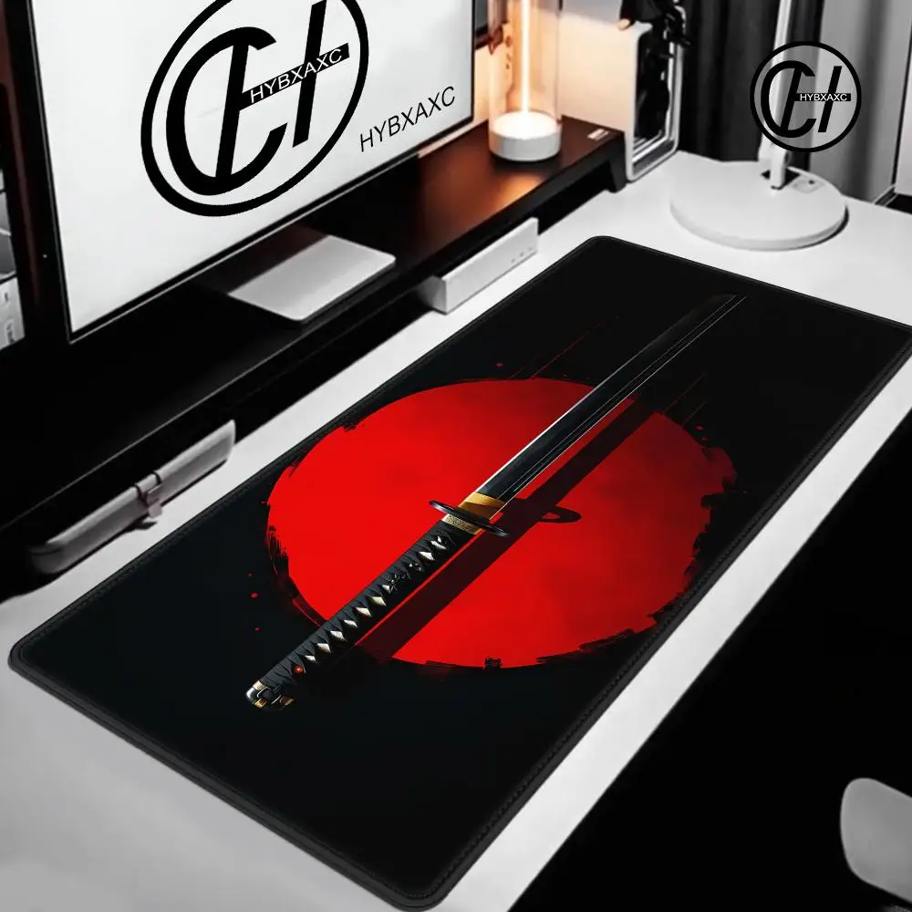 Mouse Pad Gamer Black And Red Samurai Sword printon demand HD Computer Custom Mousepad XXL Table Pads Office Computer HYBXAXC