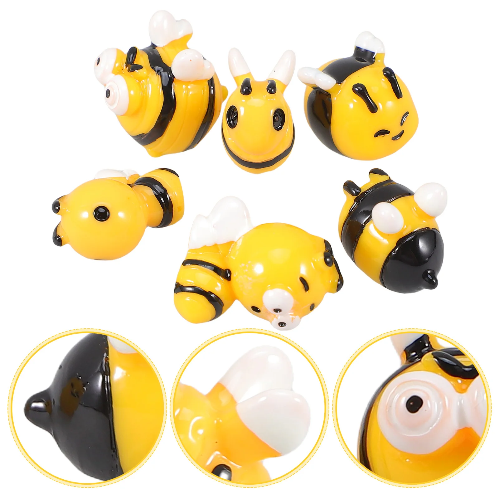

6Pcs Micro Landscape Resin Bees Small Durable Bee Figures for DIY Crafting and Decor Micro Resin Bees