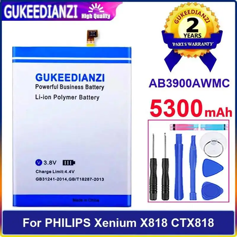 

Аккумулятор для мобильного телефона Philips Xenium X818 CTX818, долговечный, 5300 мАч, AB3900AWMC, высокоэффективный