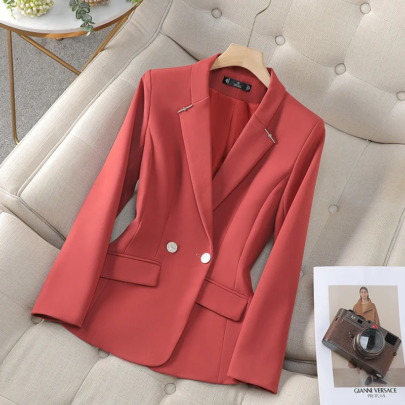 

Women Blazer Spring Autumn Outerwear New High-end Versatile Casual Suit Female Long Sleeve Solid Ladies Formal Jacket Coat