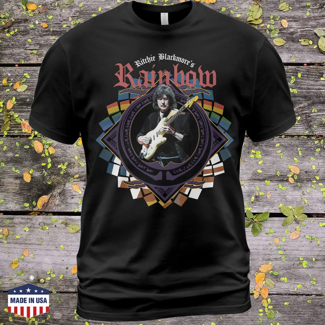 Cotton T-Shirt Rainbow Long Live Rock \'n\' Roll Album Tee Ritchie Blackmore