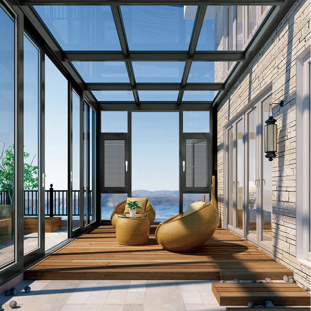 

Top quality low price sunroom aluminum large design beautiful aluminum frame glass house