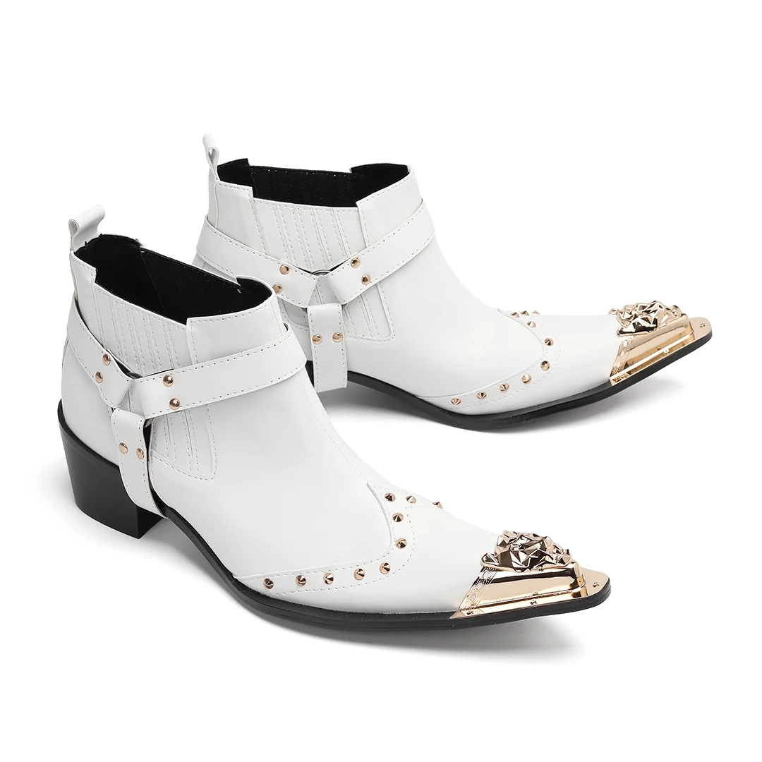 Schwarze Herren-Stiefeletten aus Schlangenleder mit Nietenbesatz, Blockabsatz, auffälliges Design, modische Schuhe für Bars, Bühnen, Streetwear und besondere Anlässe. – Detail 30