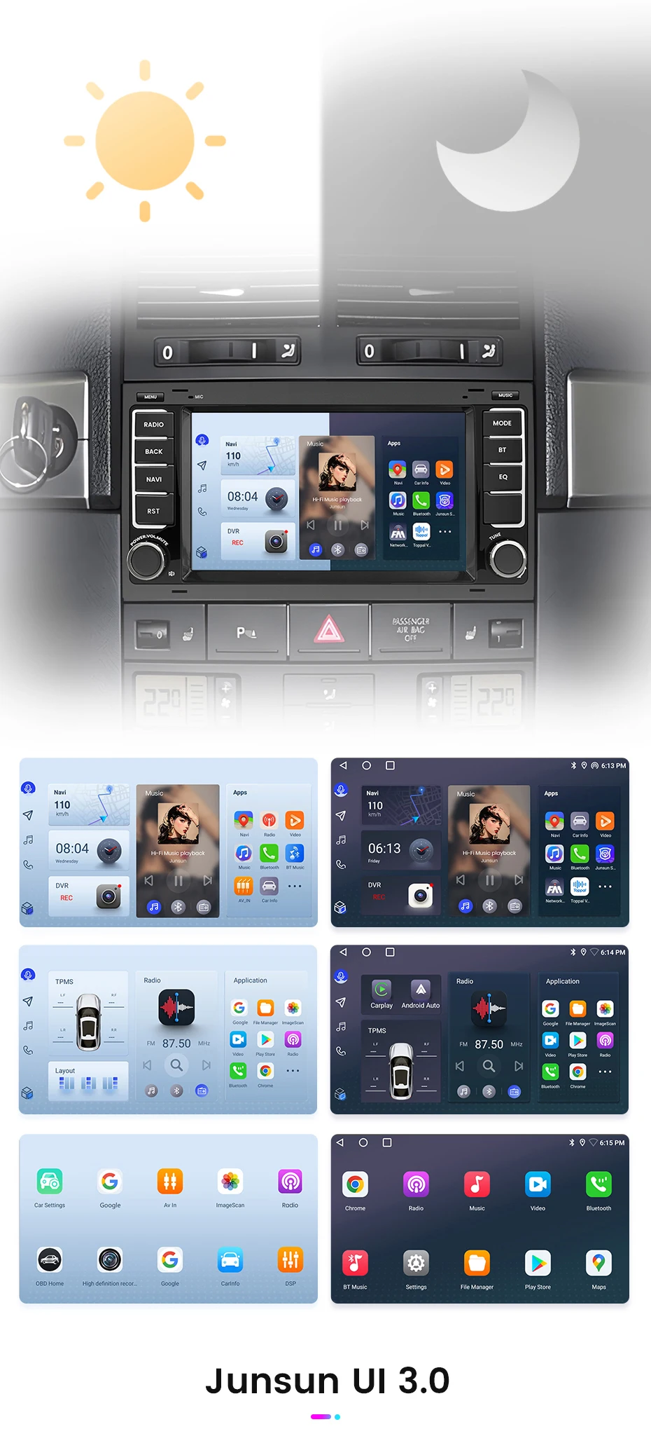 Junsun 7'' 9'' CarPlay Android Auto Auto Radio Für VW Touareg Multivan T5 Transporter 2004-2009 GPS intelligente Multimedia – Detail 6