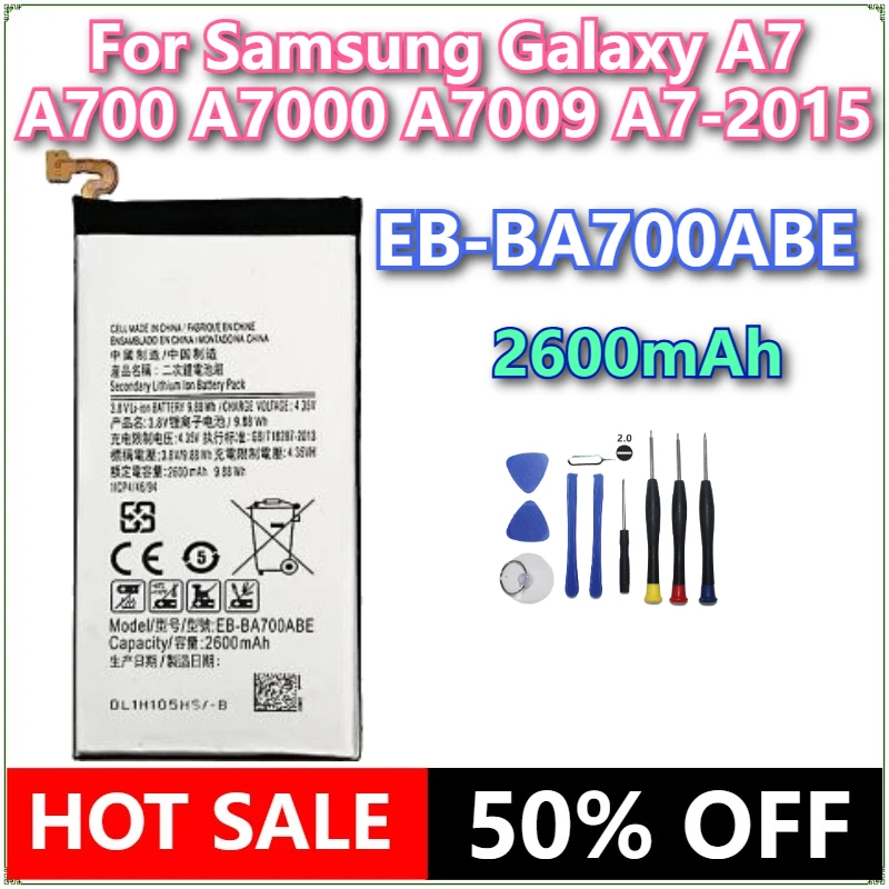 

Brand New EB-BA700ABE 2600mAh Mobile Phone Battery For Samsung Galaxy A7 A700 A7000 A7009 A7-2015 Mobile Phone Batteries + tools