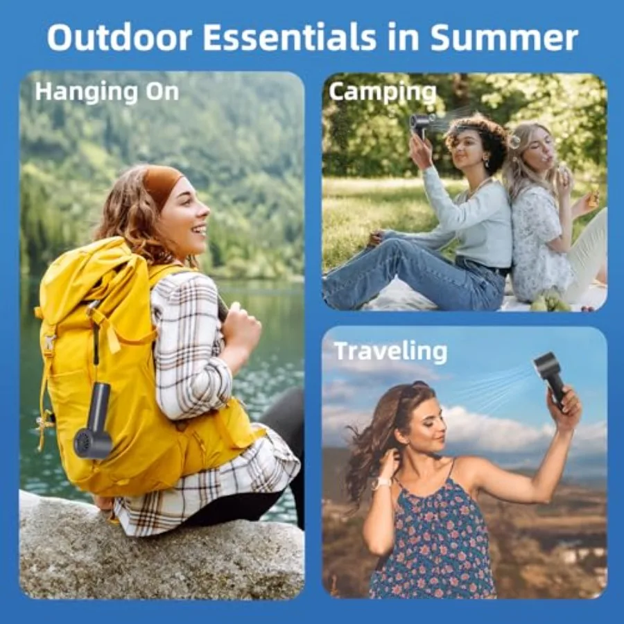 Pequeño ventilador portátil para viaje, miniventilador de mano de velocidad ajustable con pantalla Digital, batería de 4500mAh, ventilador Personal recargable