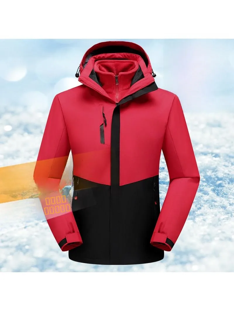 

Bla Durable Men's Loose Fitting Mountain Climbing Jaet Detachable Workwear Windproof Tee-in-One Fce Lined Coat