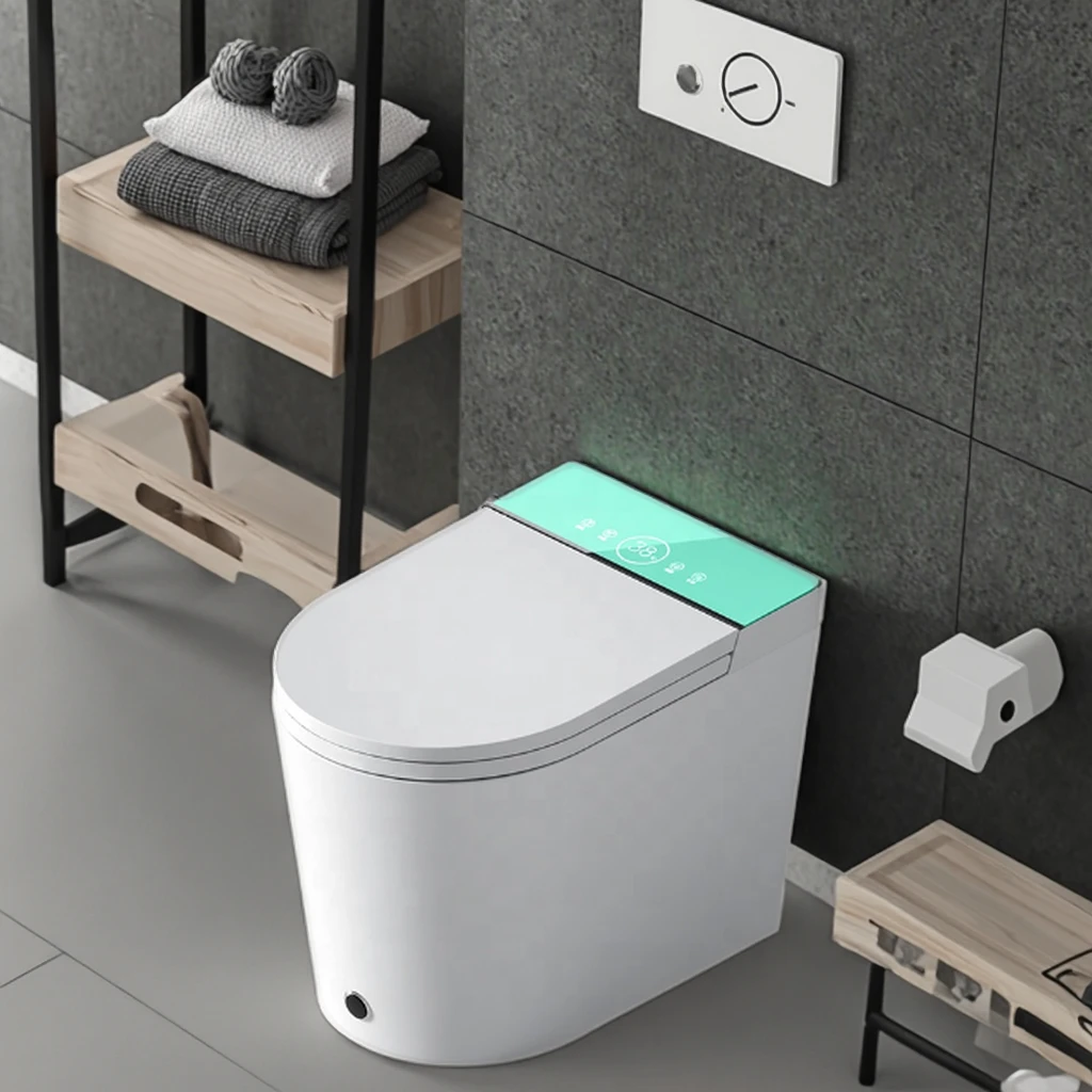 New Design Auto Flush Elongated Electronic Automatic Bidet Electric U Shape Floor Mounted Ceramic Wc Intelligent Smart Toilet