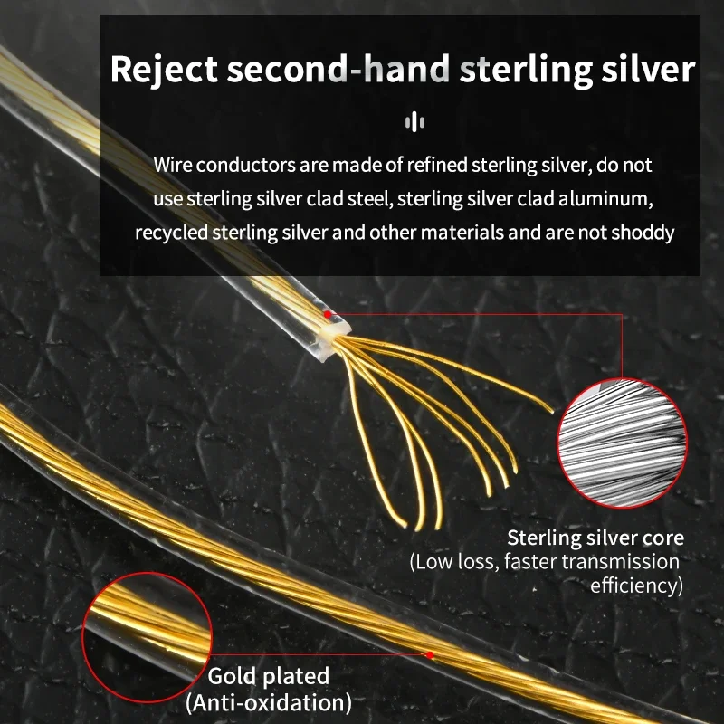 7 Core Pure Silver Gold Plated Bulk Audio Signal Cable AUX Pair Recording Wire Internal Cable Headphone Upgrade Cable