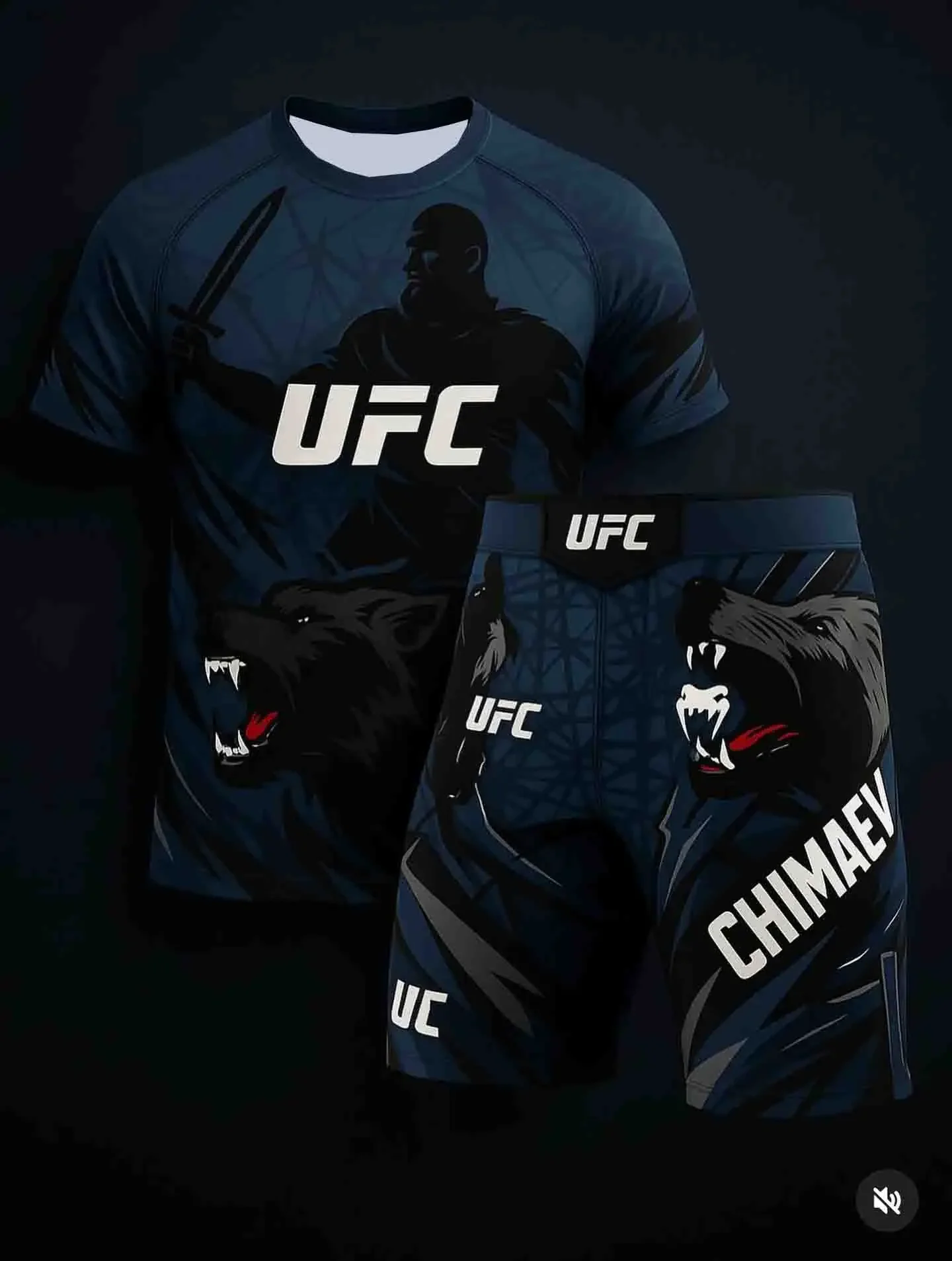 Khamzat Chimaev UFC Męska Koszulka Oddychająca Szybkoschnąca Bluza Zestaw do Odpraszania Potu - Nowa Kolekcja