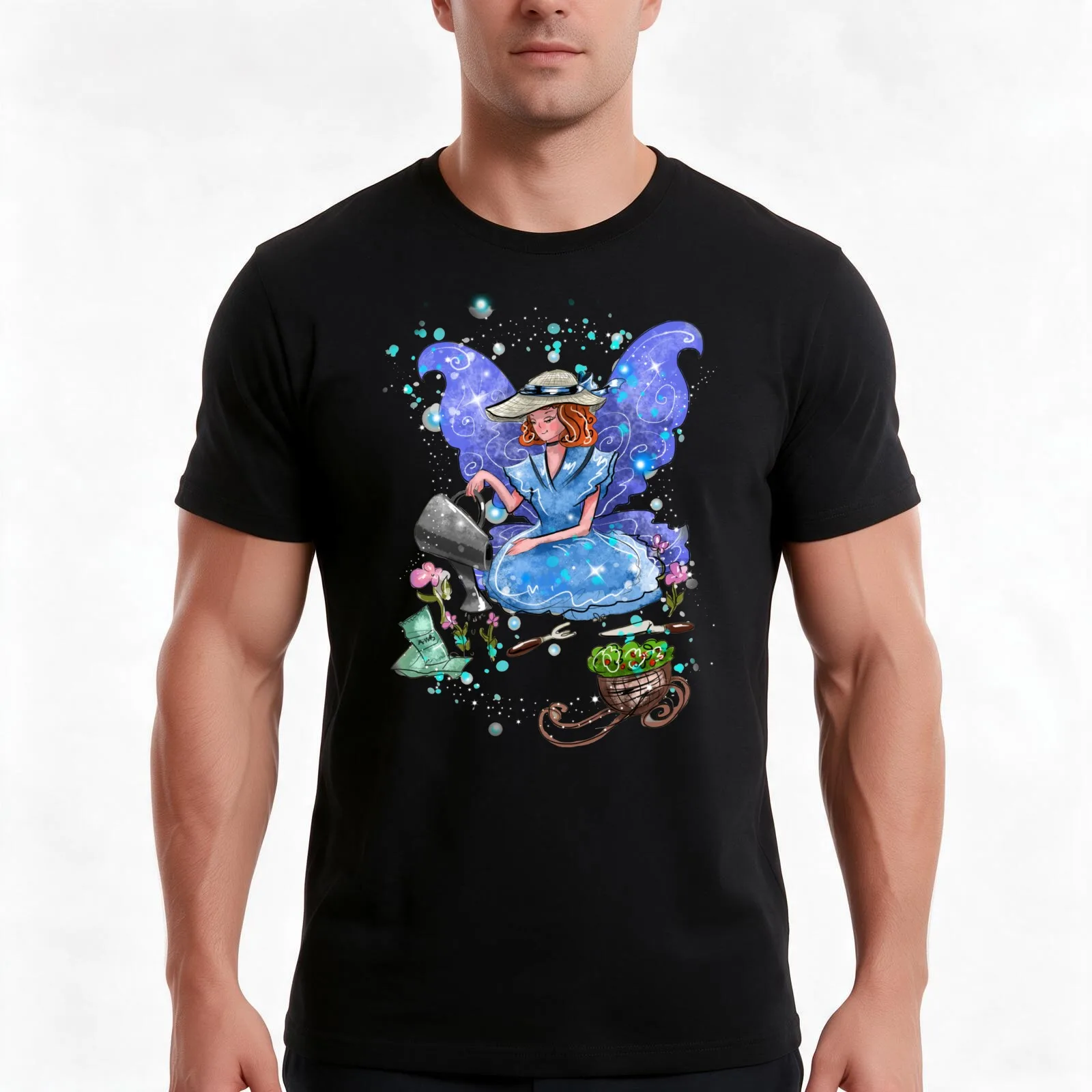 Watrina The Watering Can, Tool And Flowerpot Fairy? T-Shirt, Summer Casual Cotton Tee, Oversized Streetwear Tops, 100% Cotton