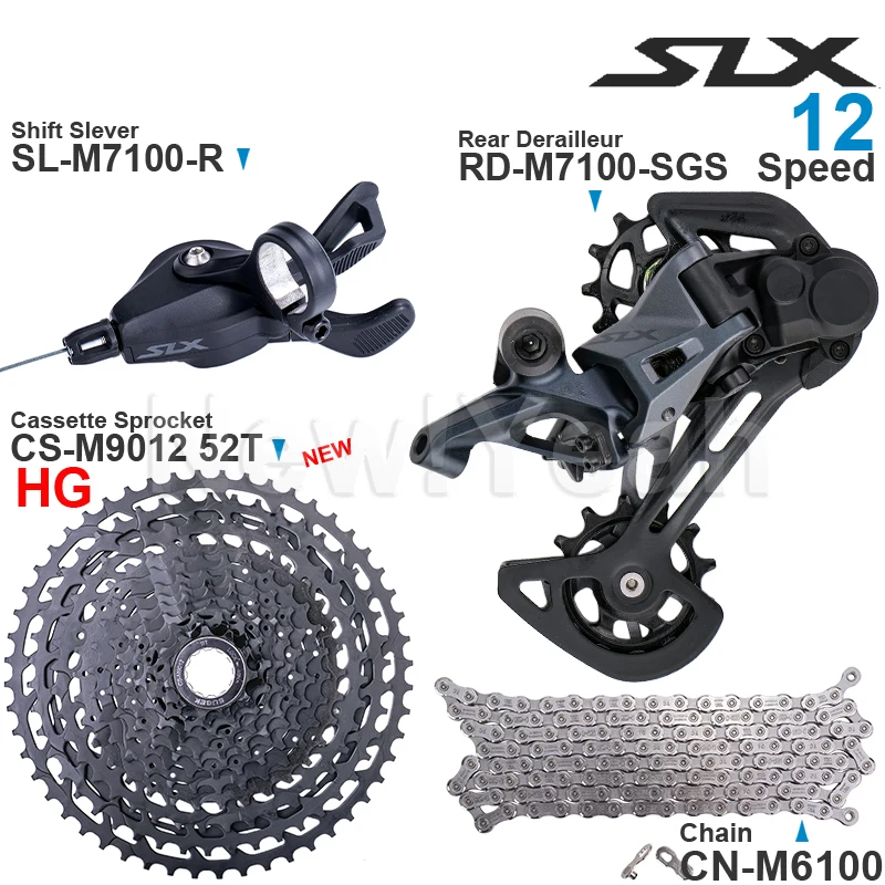 

SHIMANO SLX M7100 1x12 Speed Groupset with Shifter Rear Derailleur CN-M6100 Chain Original and Cassette Sprocket 11-50T/52T