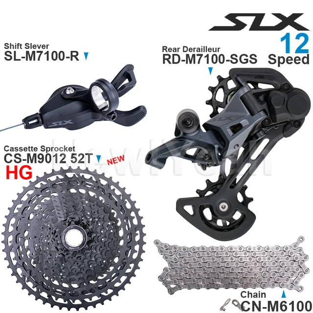 Grupa prędkości SHIMANO SLX M7100 1x12 z przerzutką tylną CN-M6100 Łańcuch oryginalny i zębatka kasetowa 11-50T/52T