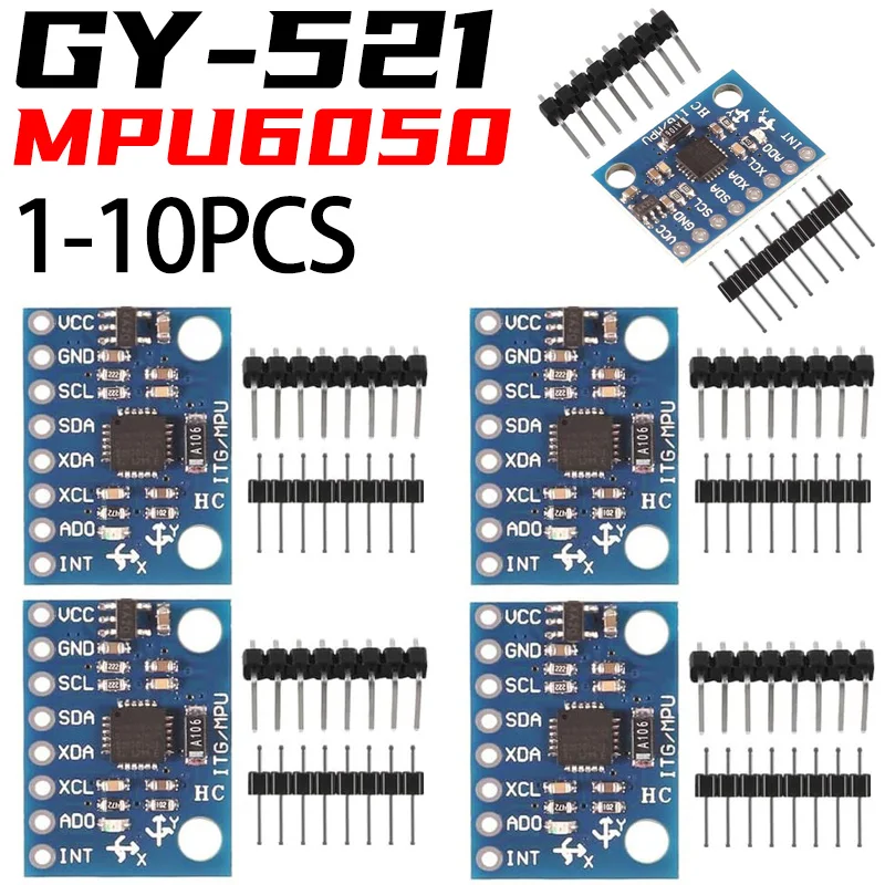 Módulo GY-521 MPU-6050 MPU6050 Sensores giroscópio analógicos de 3 eixos + Módulo acelerômetro de 3 eixos