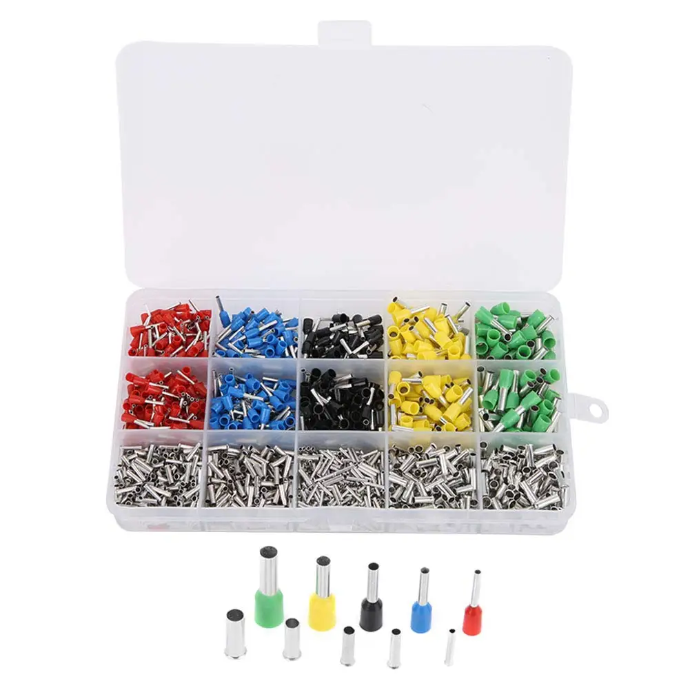 1640Pcs Crimp Terminal Connector Sleeves, Wire Ferrules Kits,Crimp Pin Terminals  Tube Type Cold‑Press Terminals Connector Kit