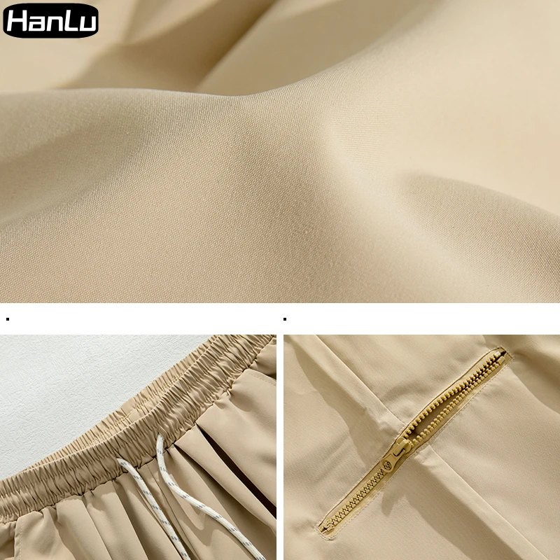 Men's Autumn New Casual Loose Pleated Design Solid Cotton Pants Fashion Men's Side Zip Pocket Work Suit Casual Pants